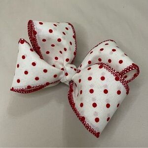 Handmade red Polka Dot Hair Bow for kids clip double layer valentines day chic